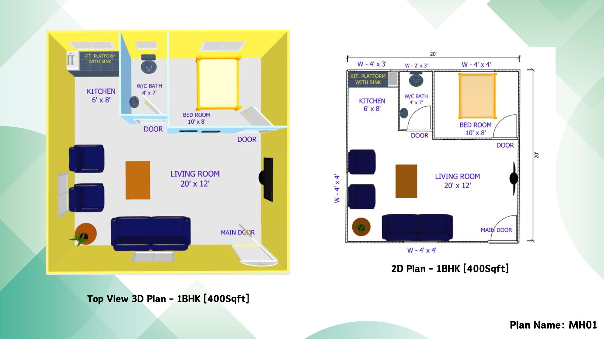 MH01 1BHK 400Sqft