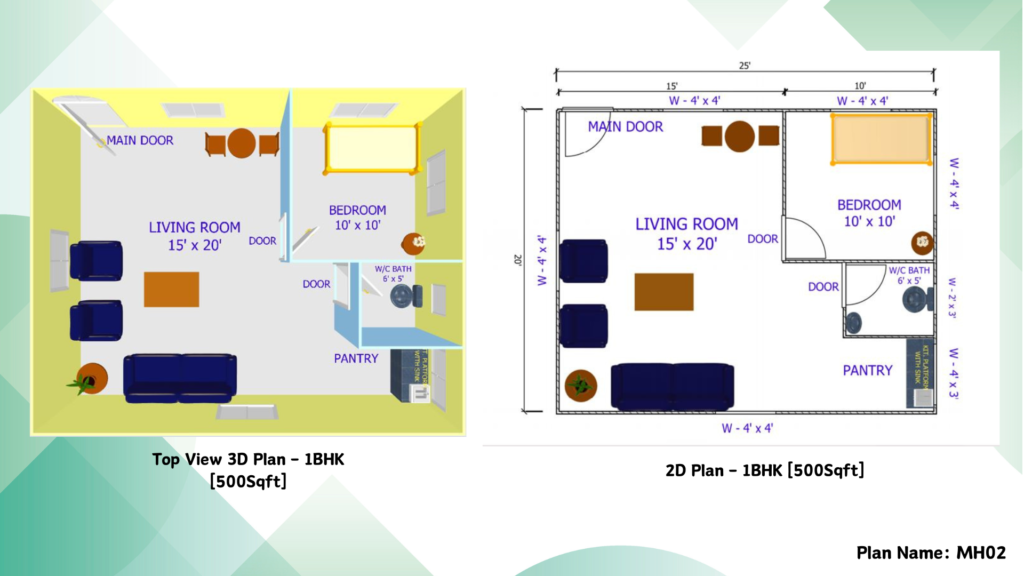 MH02 1BHK 500Sqft