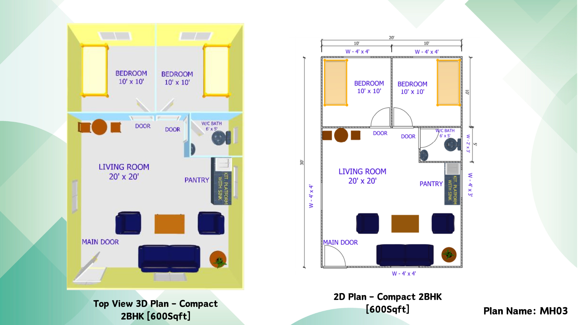 MH03 2BHK 600Sqft